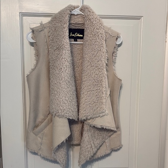 Sam Edelman Cream Shearling Vest - faux suede - size small - Picture 1 of 5